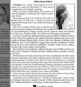Obituary for Sylvia Anne Scharf